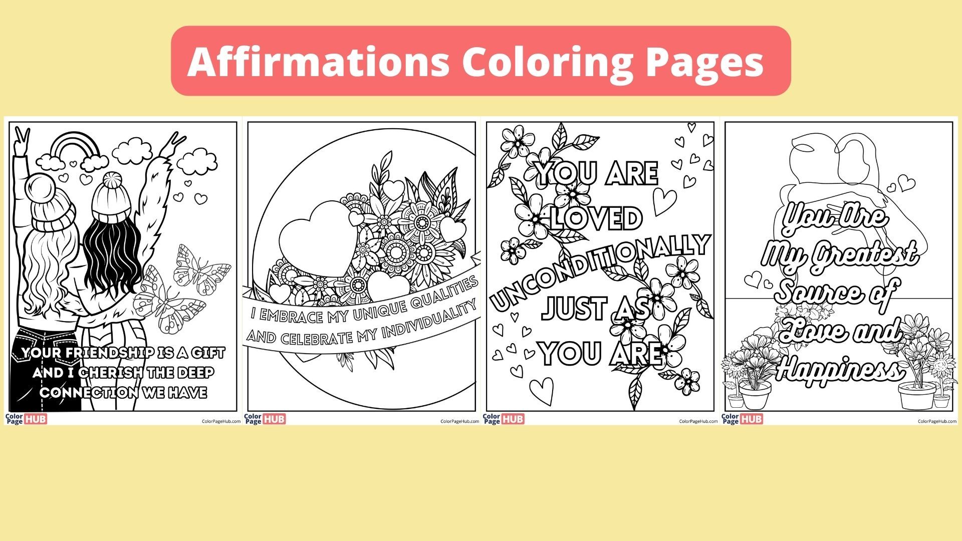 Affirmations coloring pages printable and free