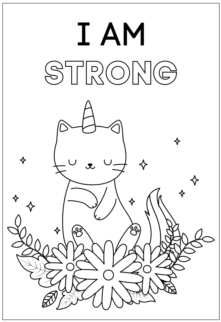 Positive affirmations cat coloring book