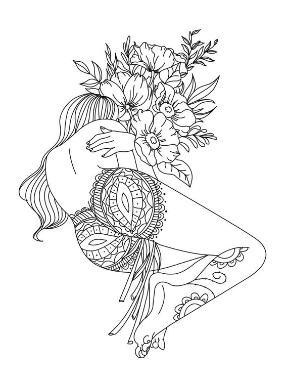 The body positive coloring page instant and printable download i adult coloring