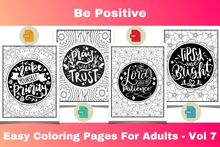 Be positive easy coloring pages for adults