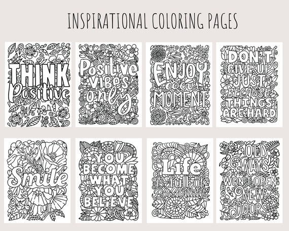 Inspirational coloring pagesmotivational quotespositive quotesdigital coloring bookadults and teens coloring pages