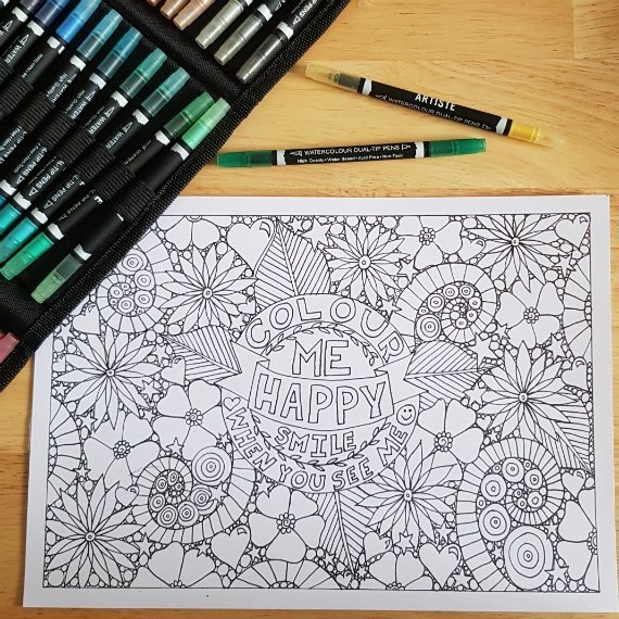 A print at home positive mindful louring sheet for mental health