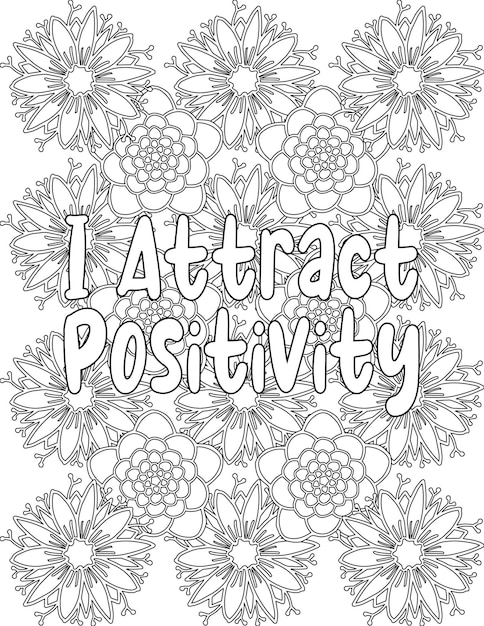 Premium vector affirmation coloring pages floral coloring pages for selfcare for kids and adults