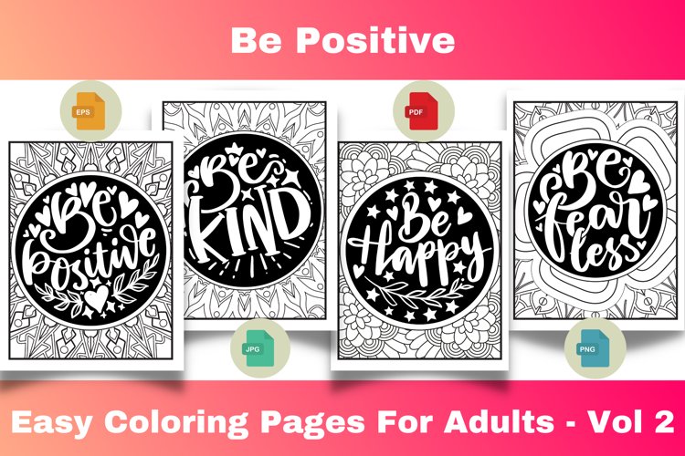 Be positive easy coloring pages for adults