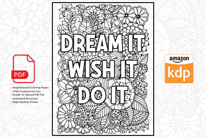 Design floral pattern inspirational quotes coloring book pages for amazon kdp by sumonaislam