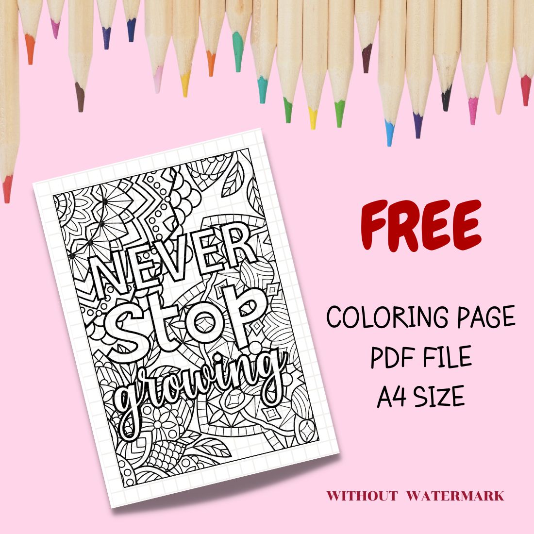 Free motivation quote coloring page