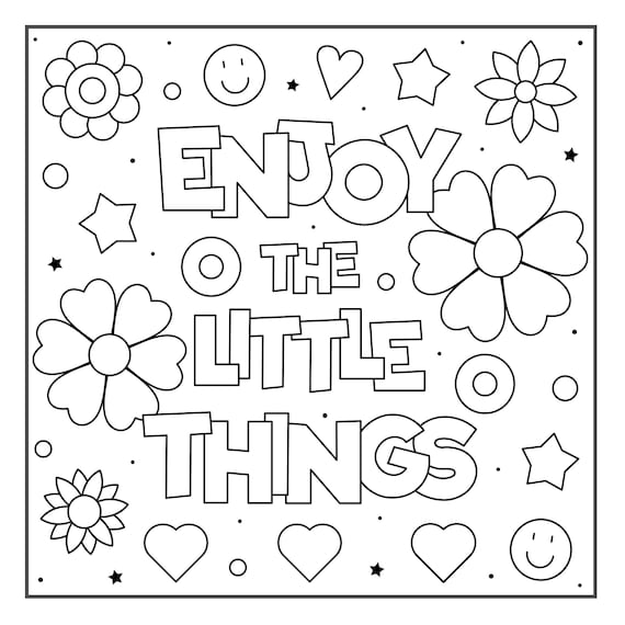 Cute and positive phrases coloring pages cute printable coloring pages instant download