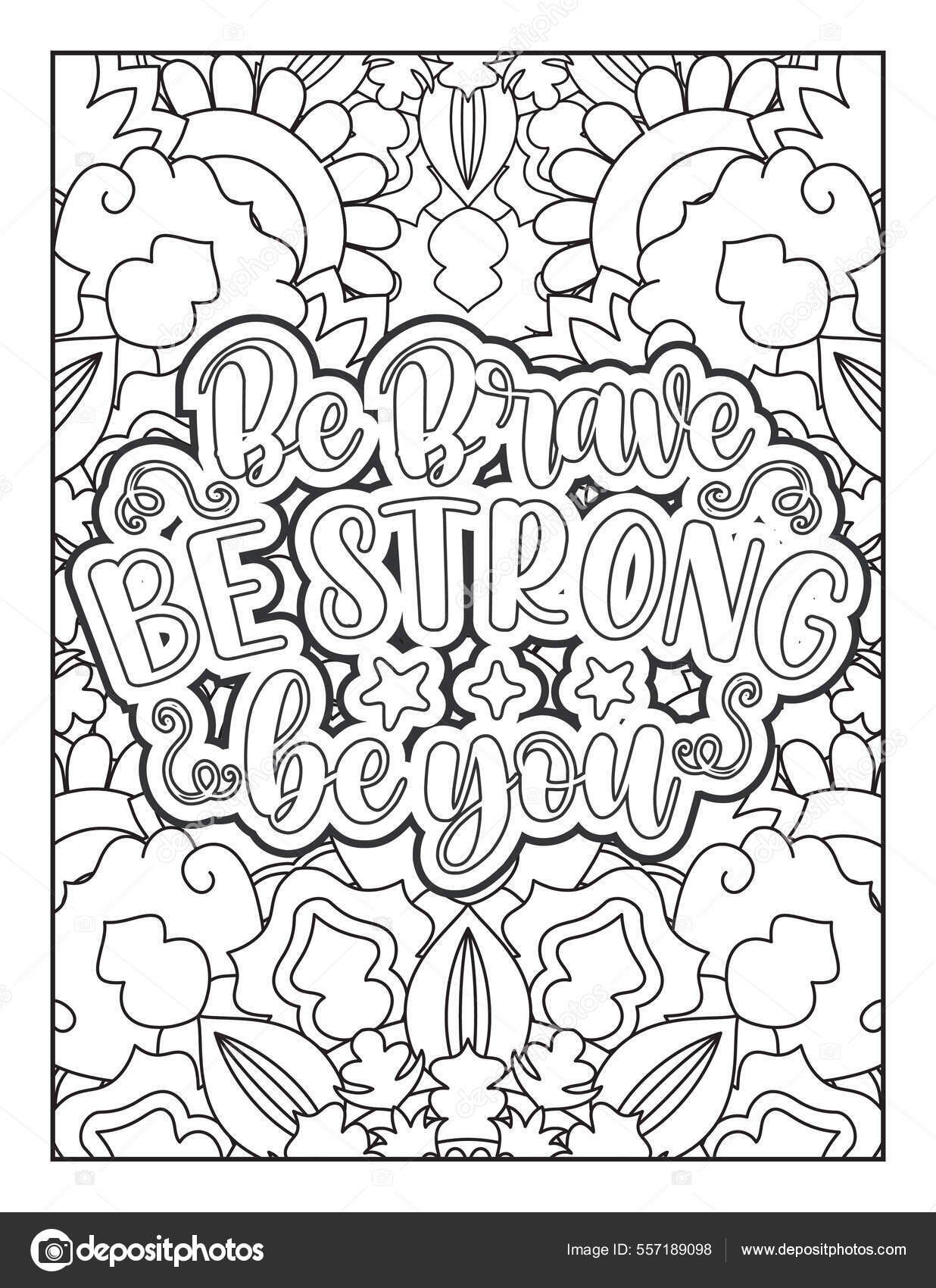 Motivational quotes coloring page inspirational quotes coloring page affirmative quotes stock vector by mirajeee