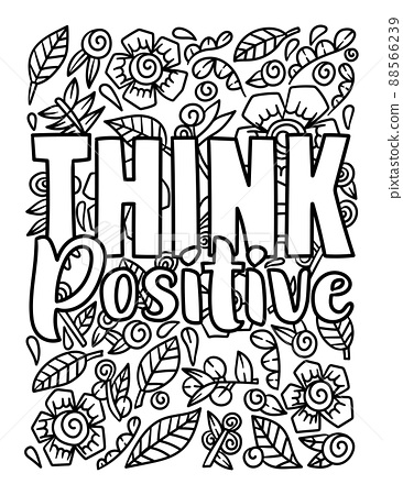 Think positive motivational quote coloring page