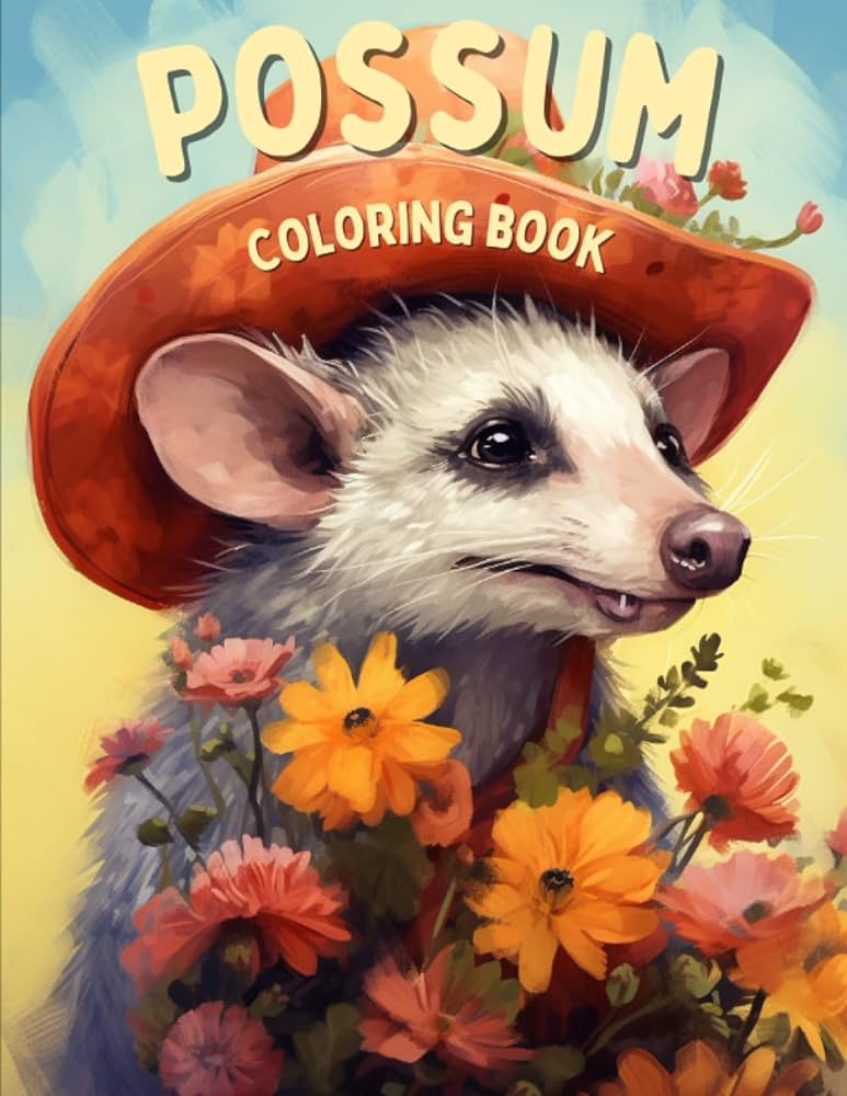 Possum coloring book neurodivergent possum coloring book for adults and kids panda trash books