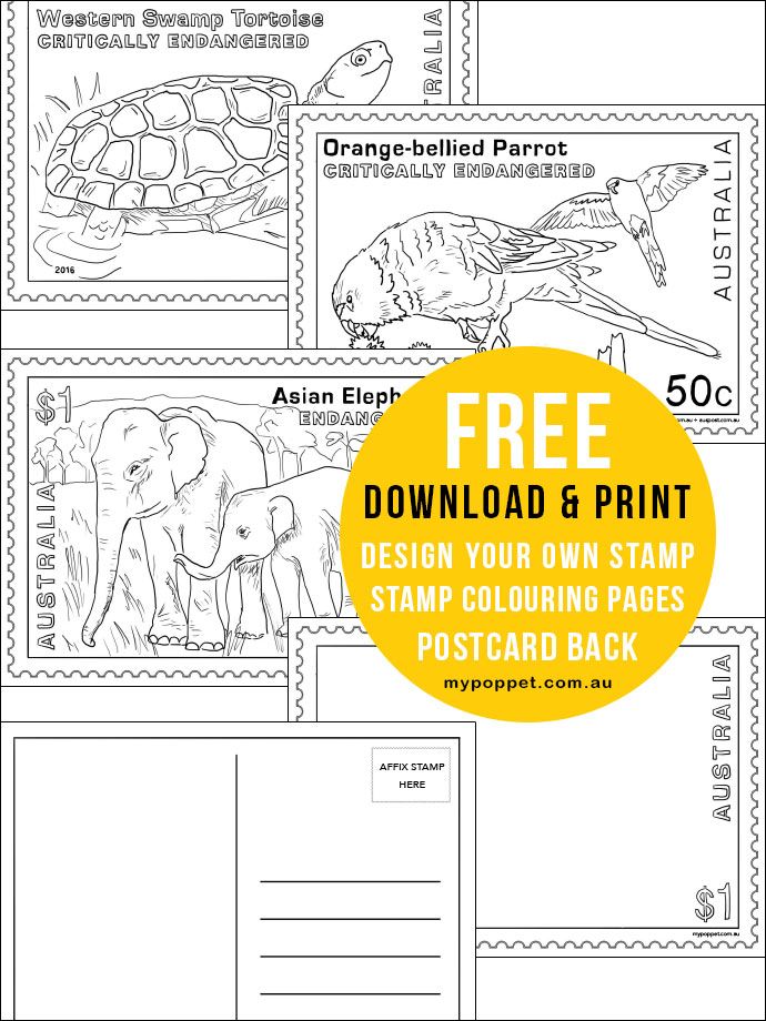 Giant stamp postcard with printables my poppet makes postcard printable postcards free postcards