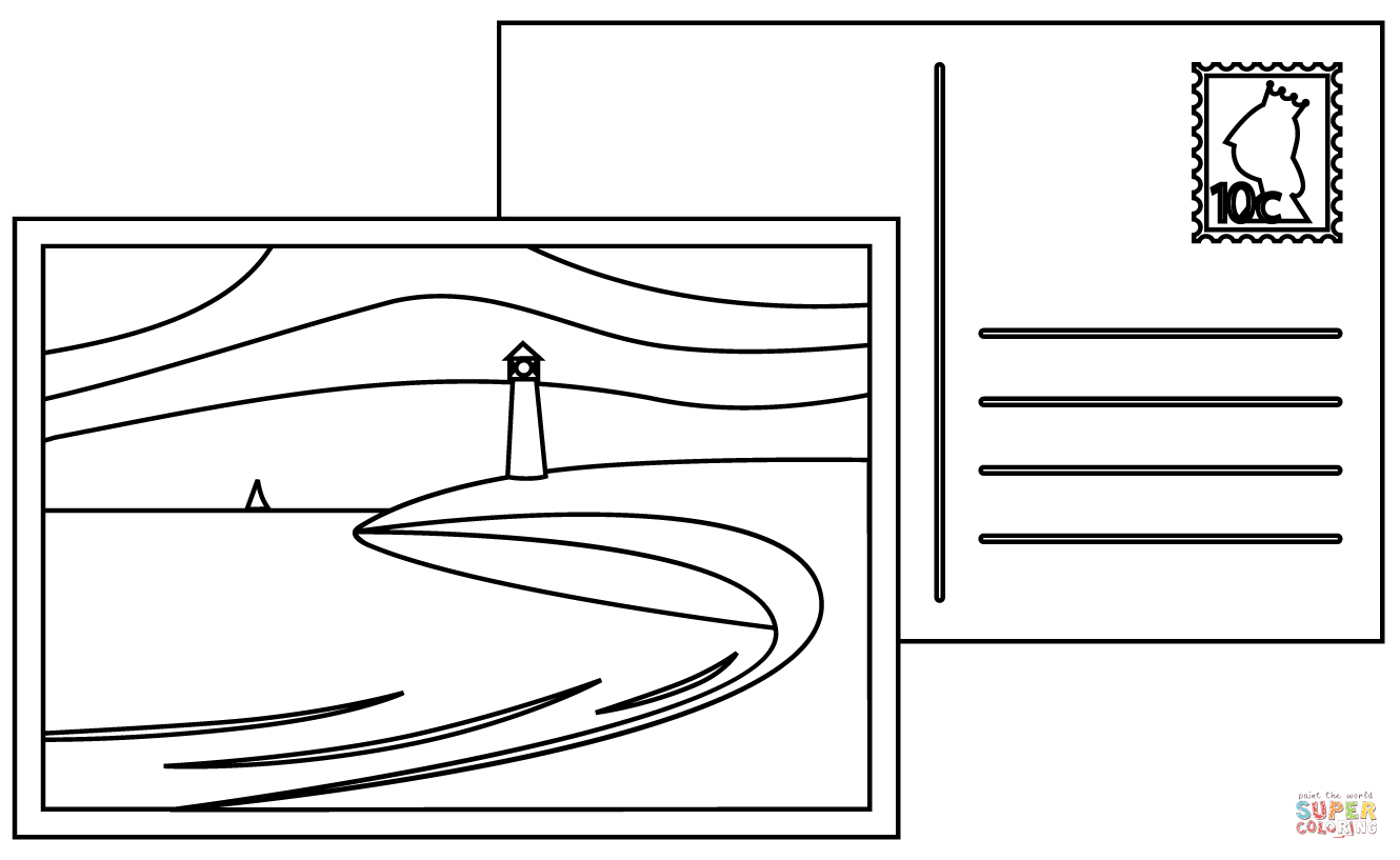 Postcard coloring page free printable coloring pages