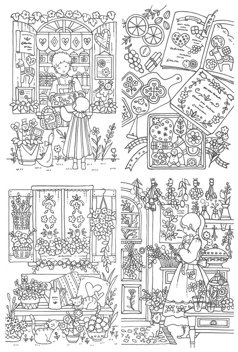 Twelve months in a dreaming land postcard coloring book by eriy â