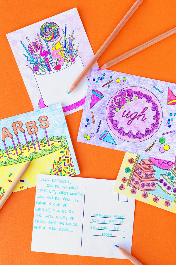 Free printable coloring postcards