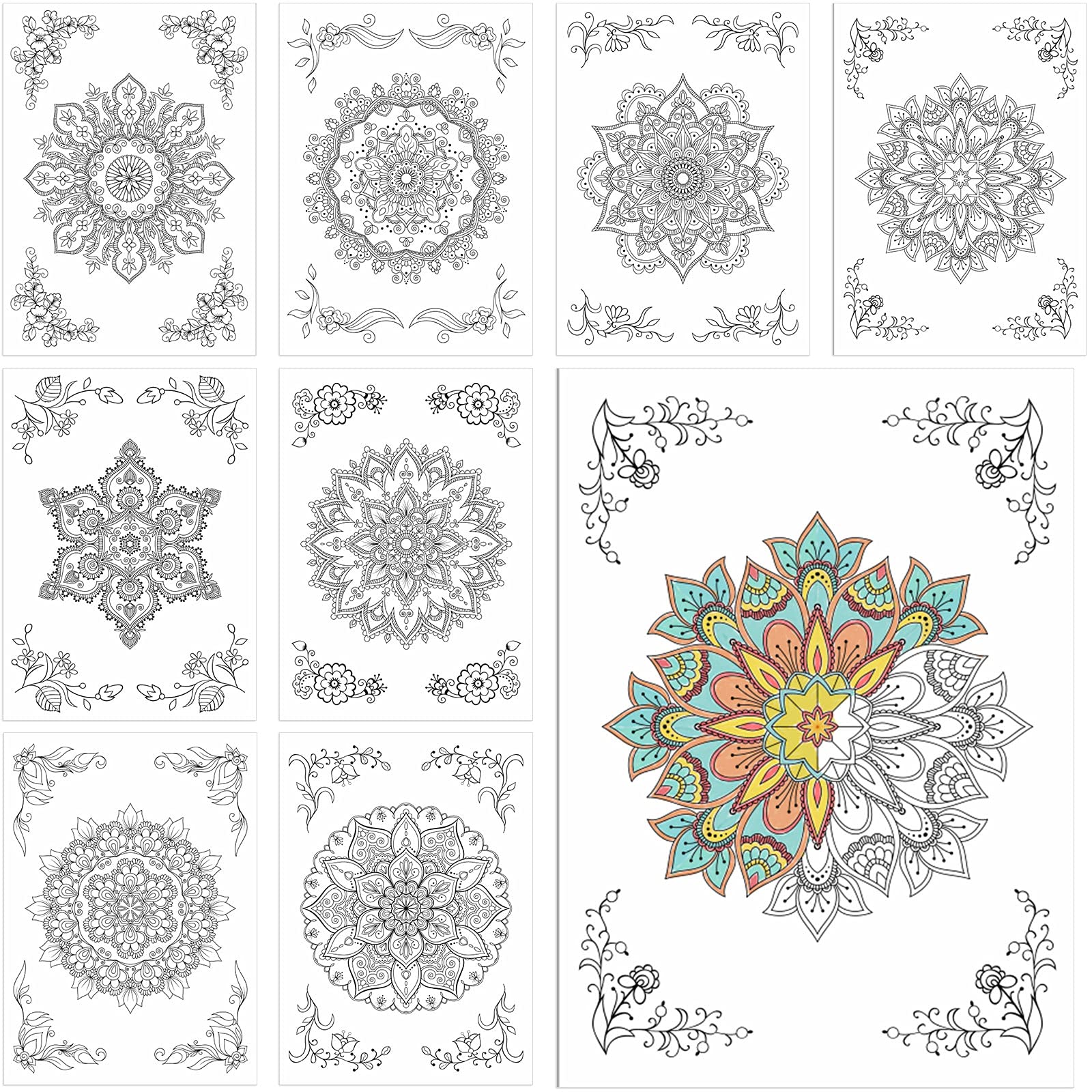 Zonon pieces self coloring postcards mandala postcards coloring postcards for family friends christmas birthday party favor arts crafts sewing