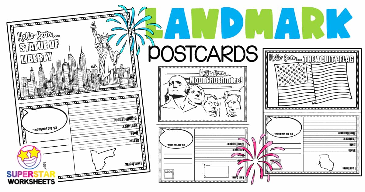 Famous landmarks postcards