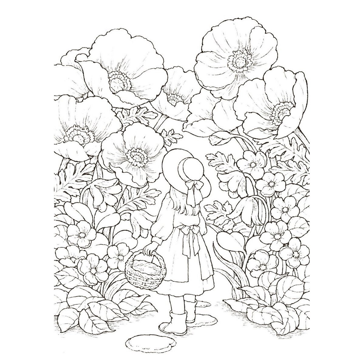 My coloring postcard book story of the forest girl