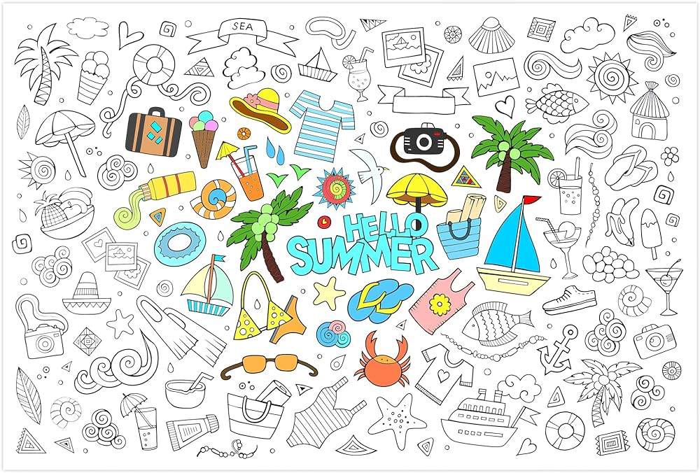 Hello summer giant coloring poster jumbo sea coloring poster for kids x inch large coloring banner for classroom group home party art craft activity supplies favor toys games