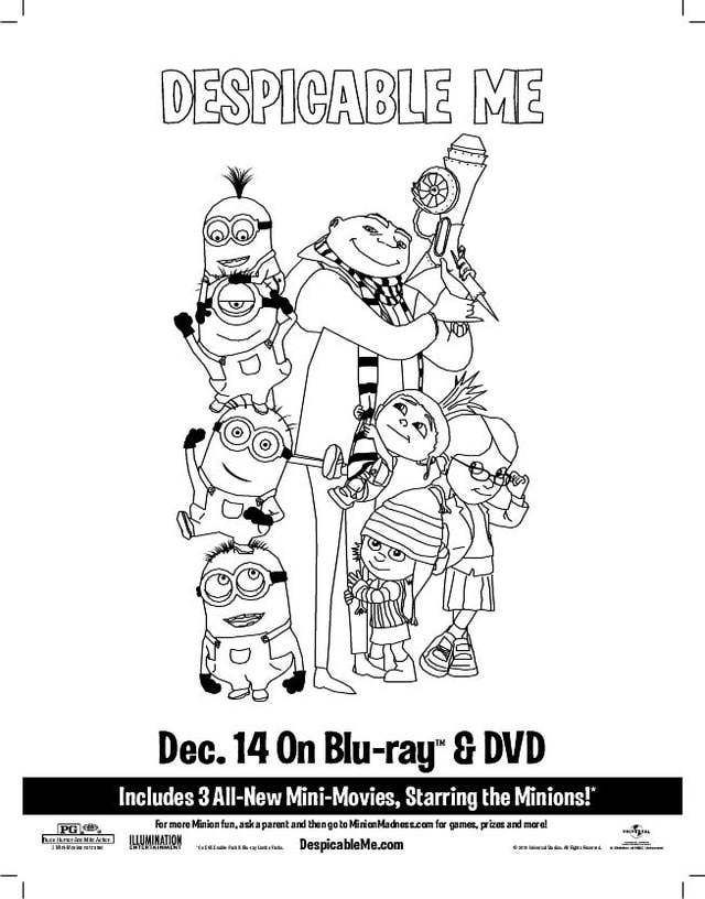 Free printables and activities from the animated movie despicable me free coloring pages coloring pages coloring book pages