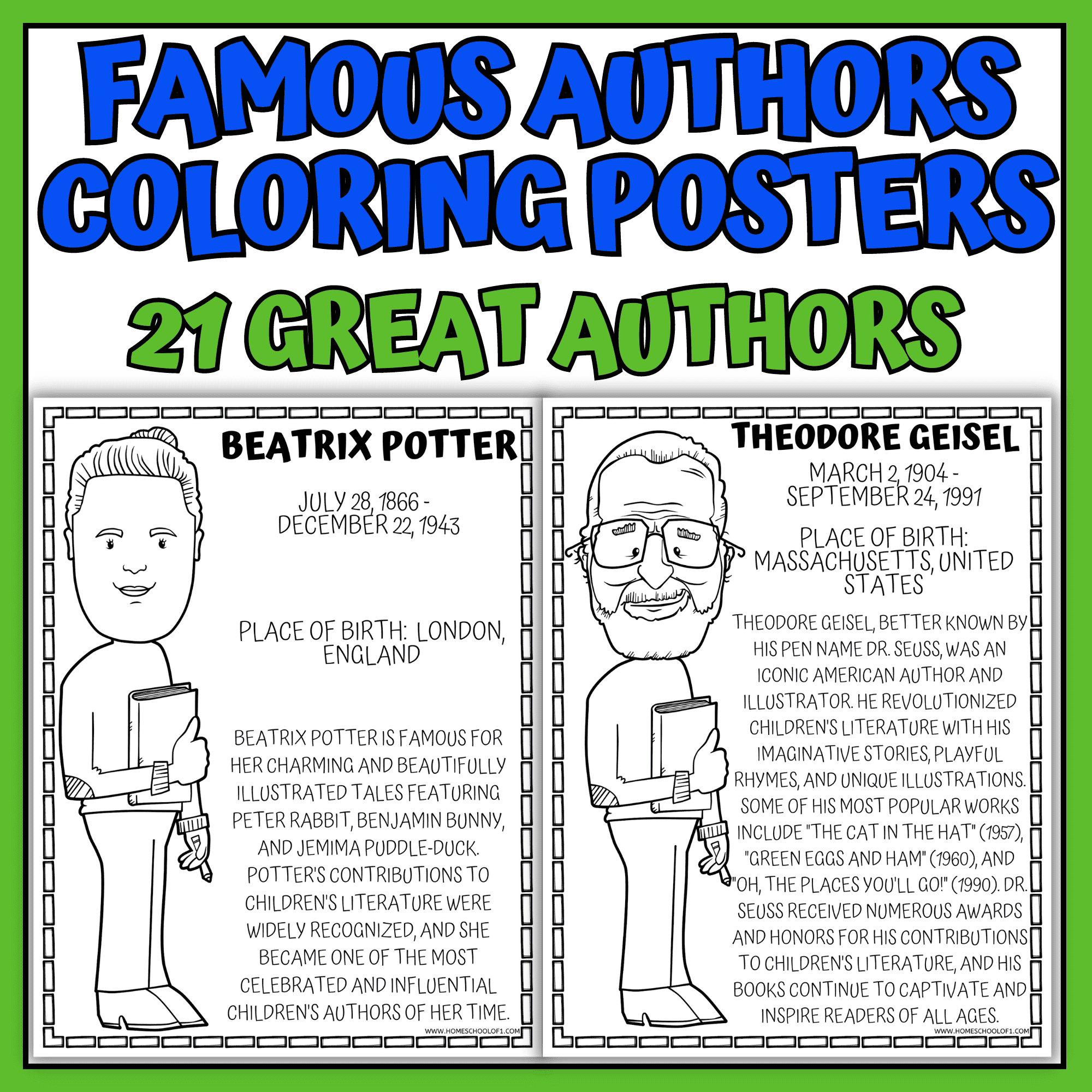 Childrens authors coloring pages
