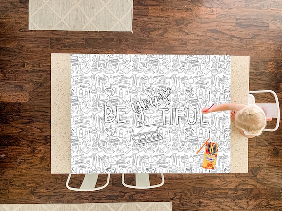 Makeup doodle dress up girl table cloth coloring page extra large poster large coloring page kids activity coloring coloring banner fashion