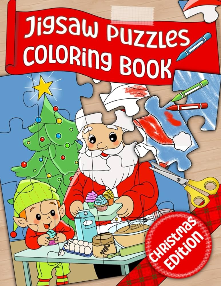 Jigsaw puzzle colorg book christmas edition gilbert cathere toys games