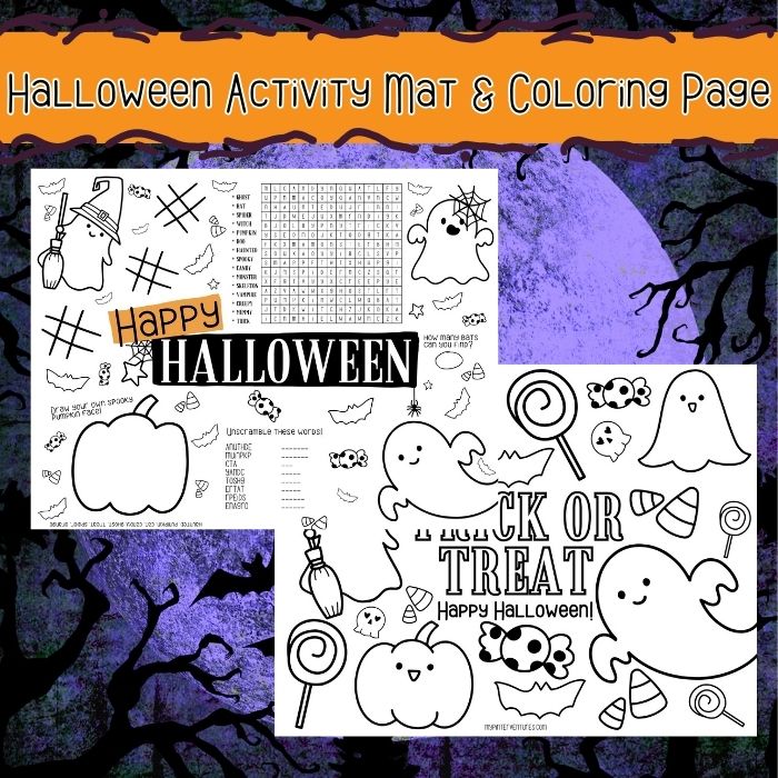 Free halloween activity mat coloring page