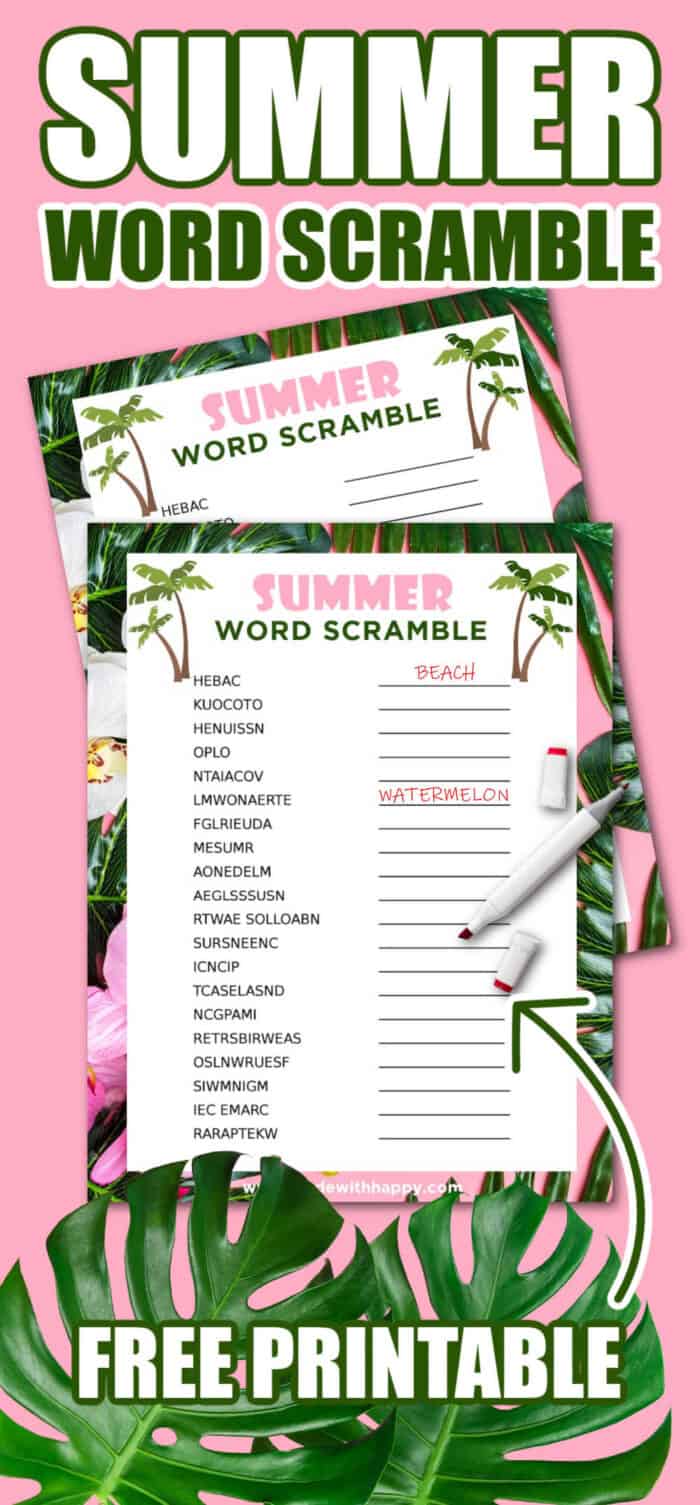 Summer word scramble