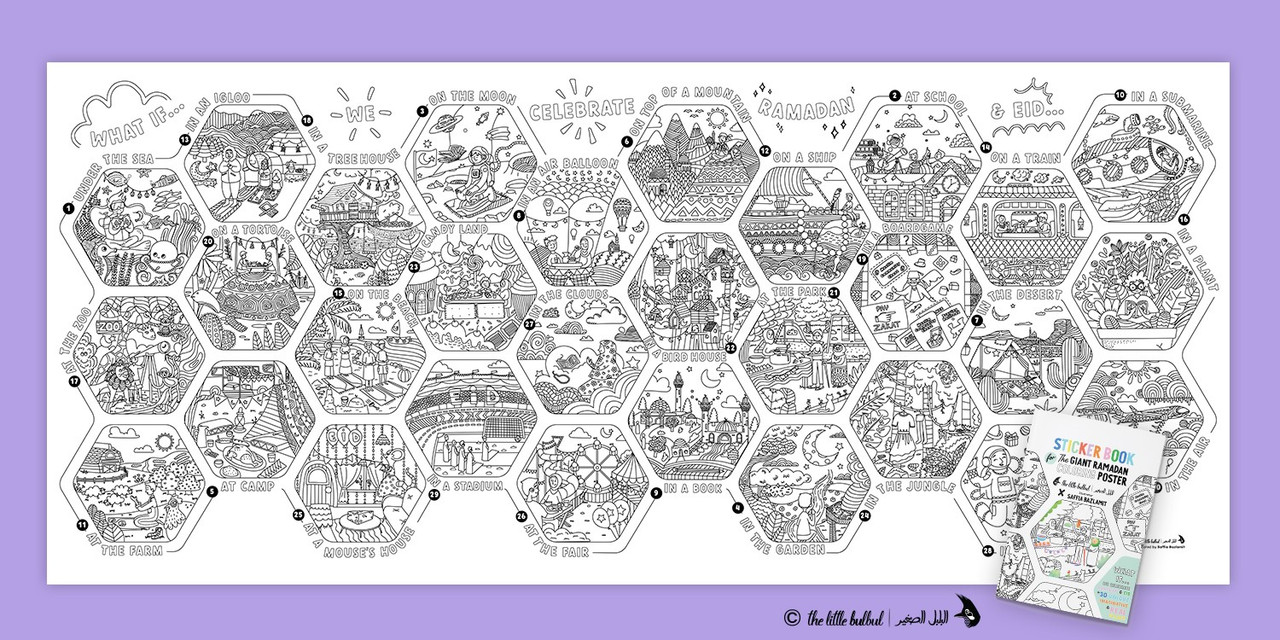 The giant ramadan coloring activity poster with sticker bookposter size âxâ