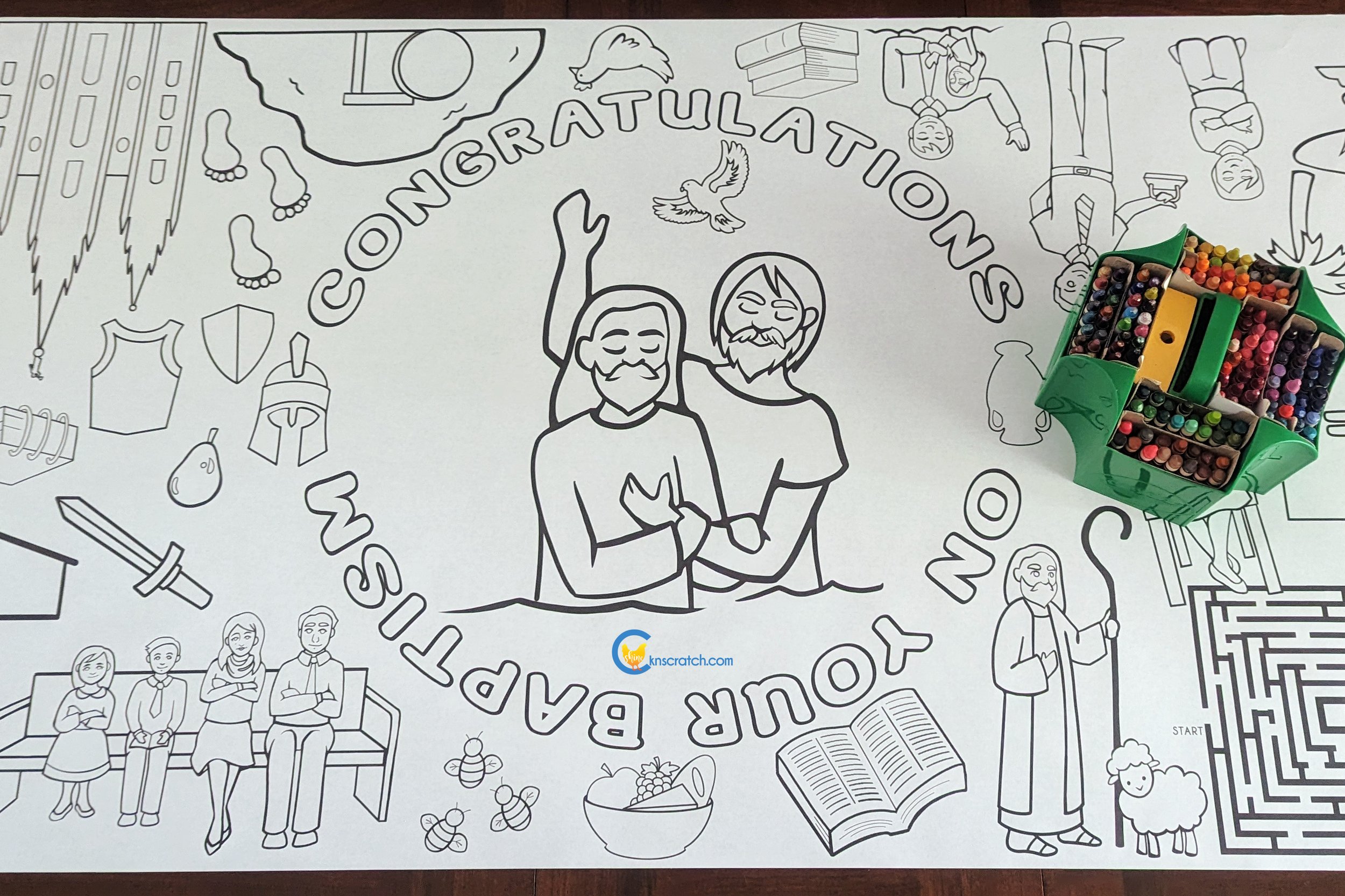 Baptism coloring poster â chicken scratch n sniff