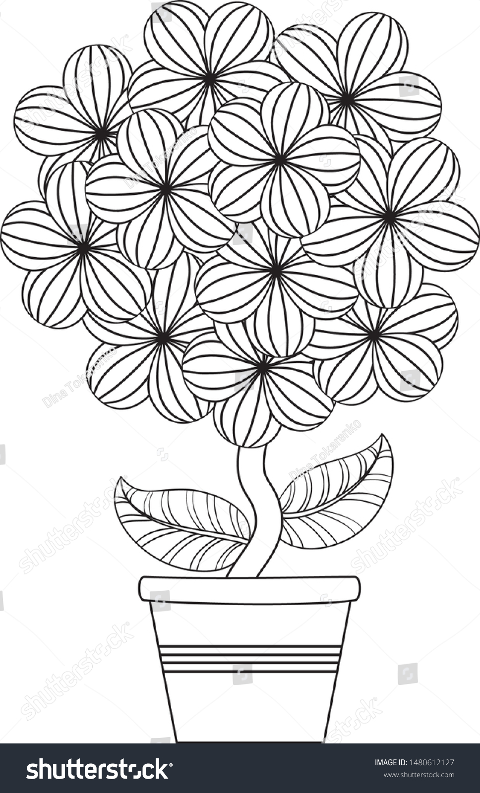 Cute flower pot black white colours stock vector royalty free