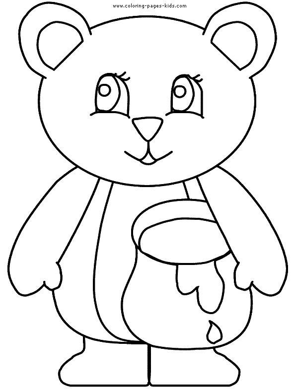 Bear holding a honey pot color page free printable coloring sheets for kids
