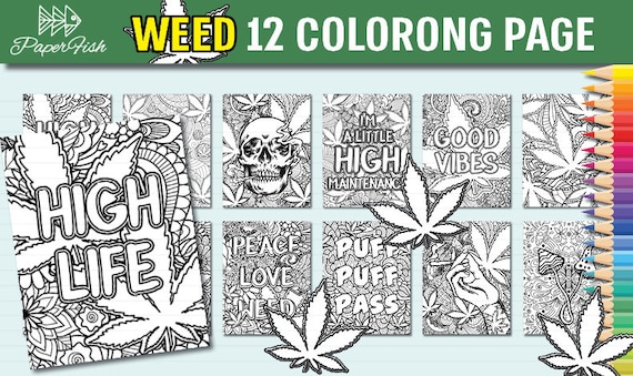 Weed coloring pages stoner adult coloring pages high life coloring book weed art digital file instant download download now