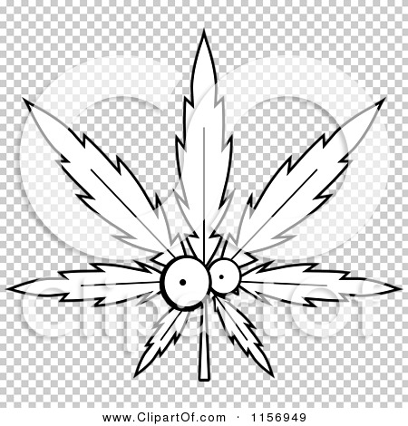 Cartoon clipart of a black and white cannabis pot leaf character