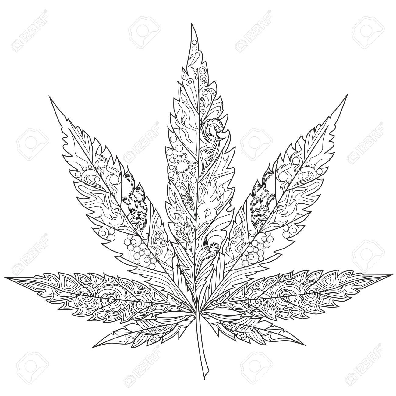 Cannabis art therapy coloring book for adults royalty free svg cliparts vectors and stock illustration image