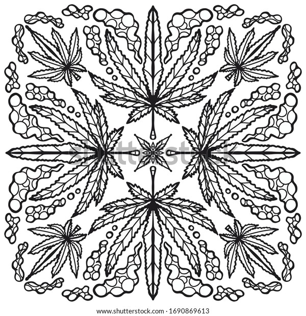 Vector illustration hemp plant mandala marijuana stock vector royalty free