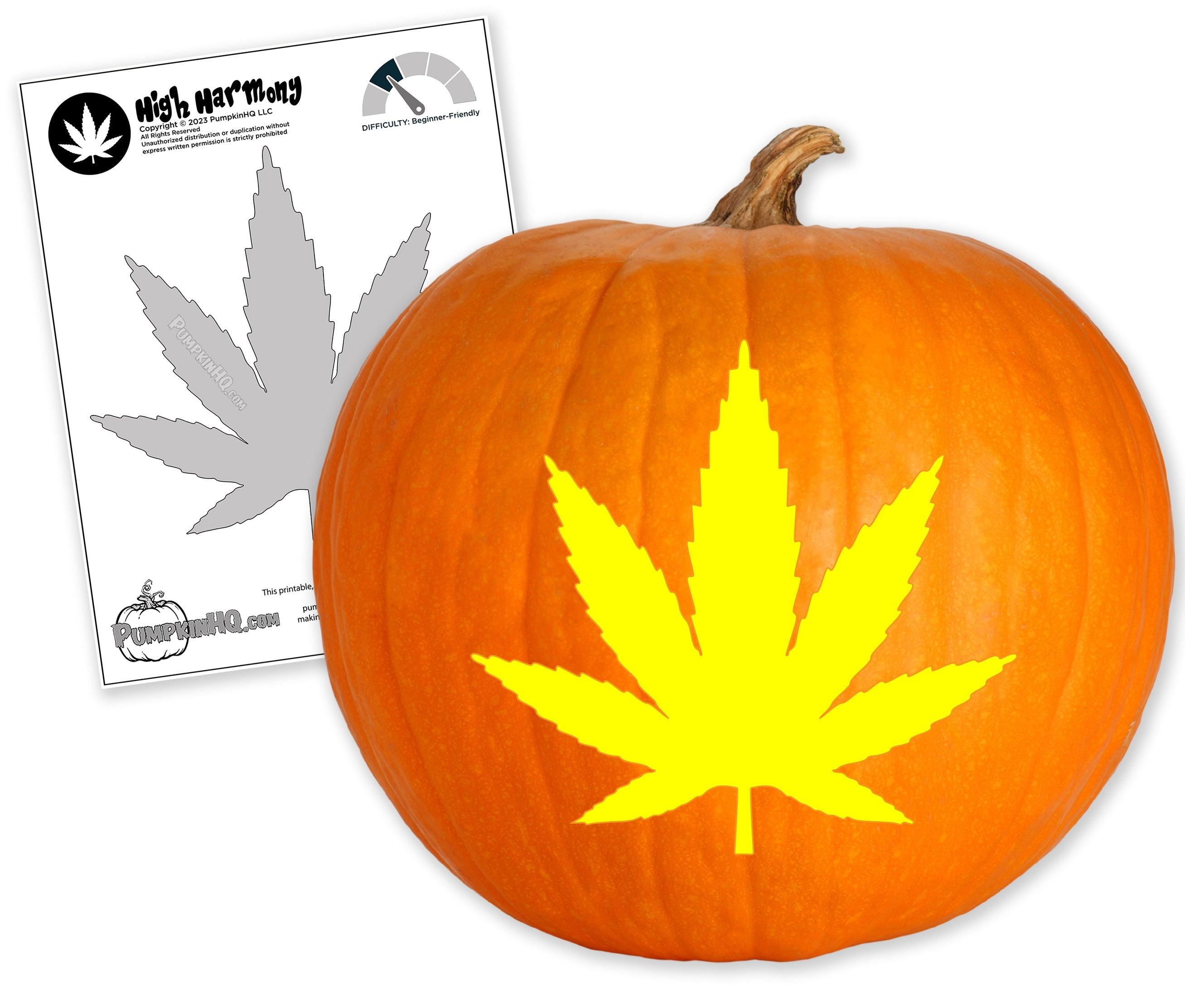 Weed leaf pumpkin carving stencil