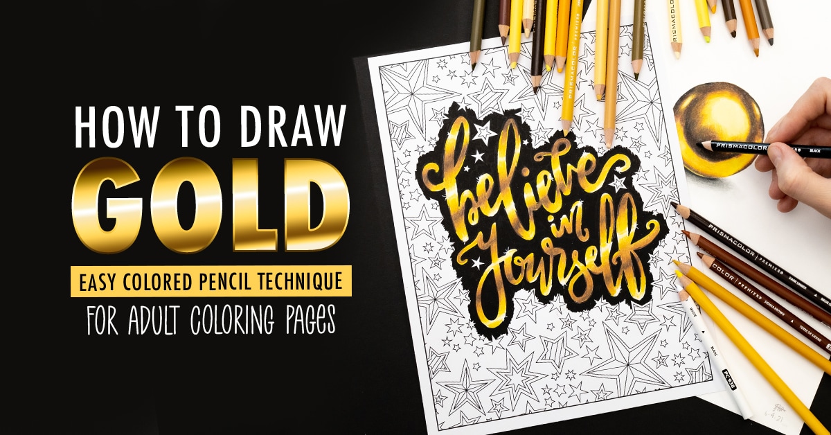 How to draw gold easy colored pencil technique for coloring pages