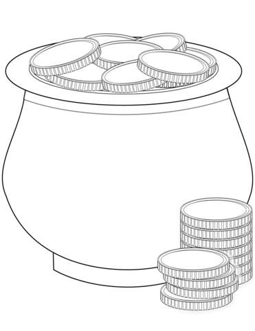 Pot of gold coins coloring page free printable coloring pages