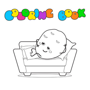Couch potato funny coloring book vector