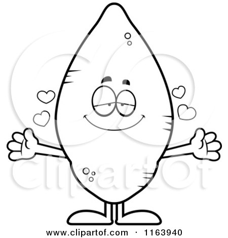 Cartoon of a loving sweet potato mascot