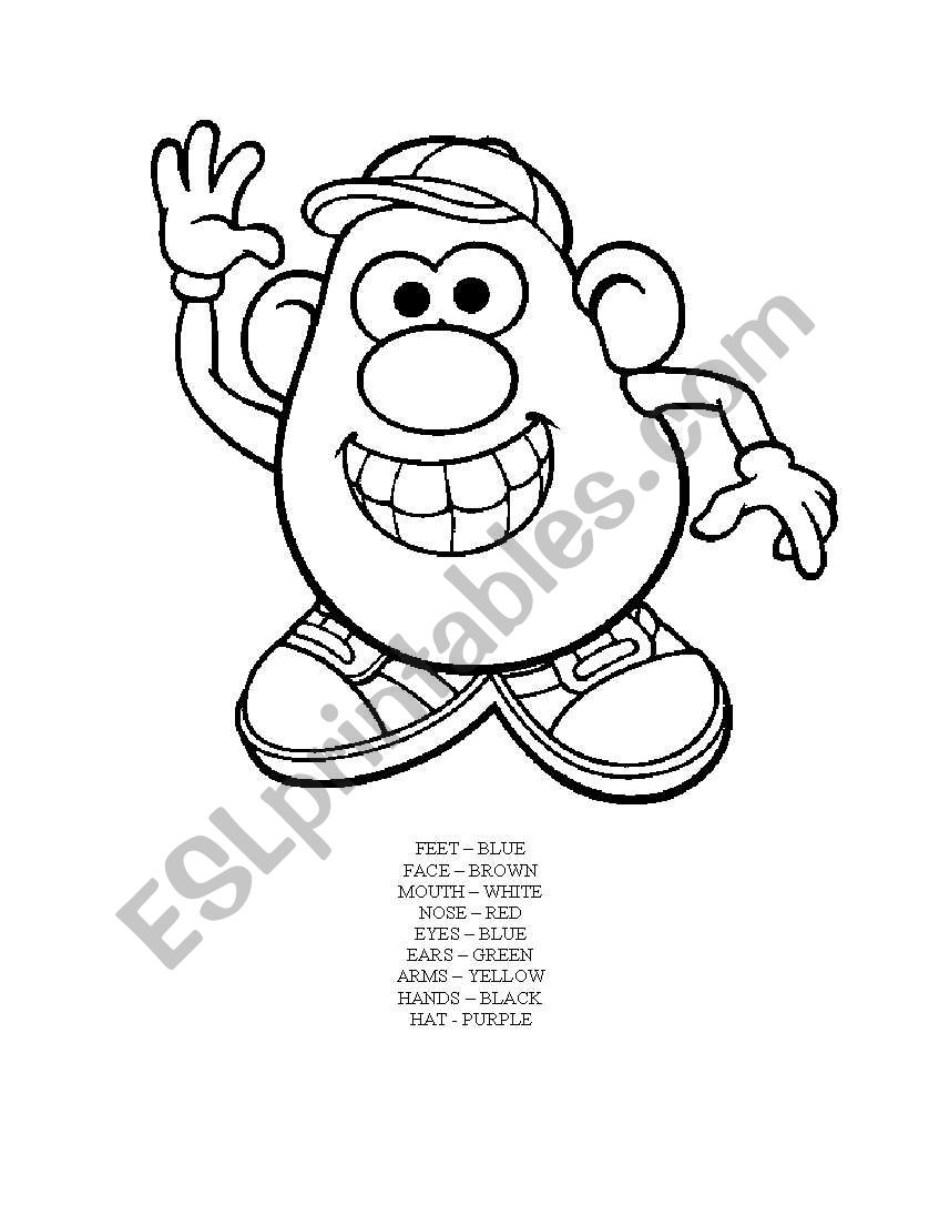 Mr potato head colouring sheet