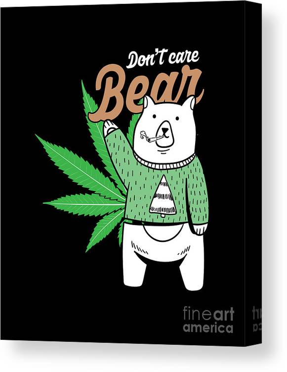 Marijuana pothead stoner leaves herbal medicine legalization cannabis leaf funny bear animals gift canvas print canvas art by thomas larch