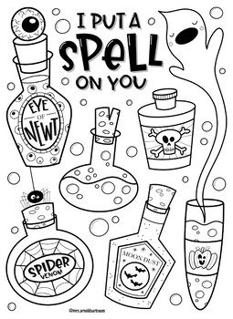 Halloween potions coloring page by mrs arnolds art room tpt