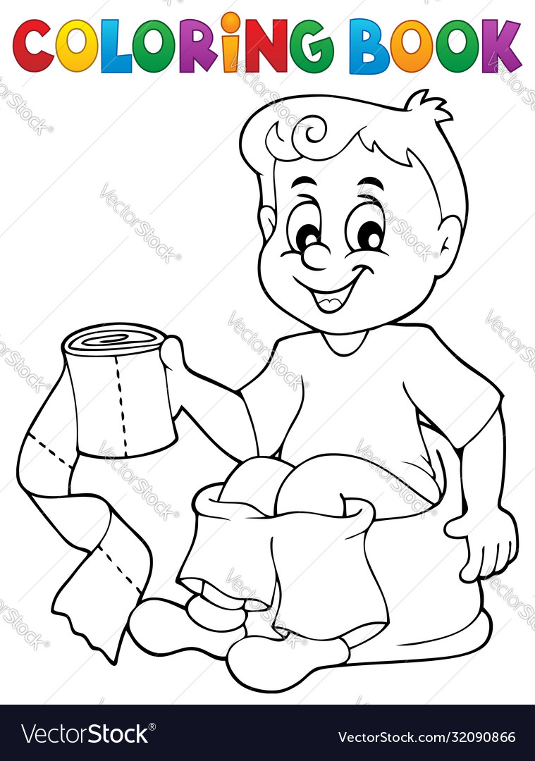 Coloring book boy on potty royalty free vector image