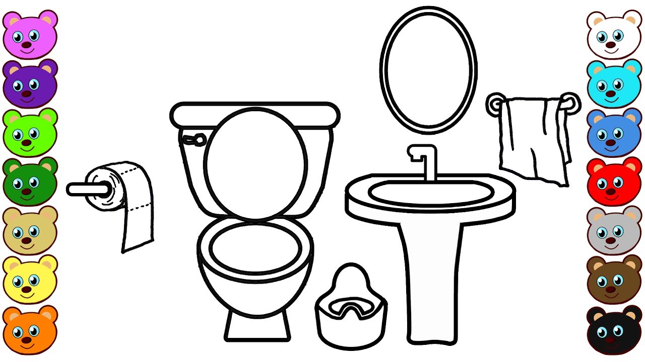 Toilet room coloring pages for children