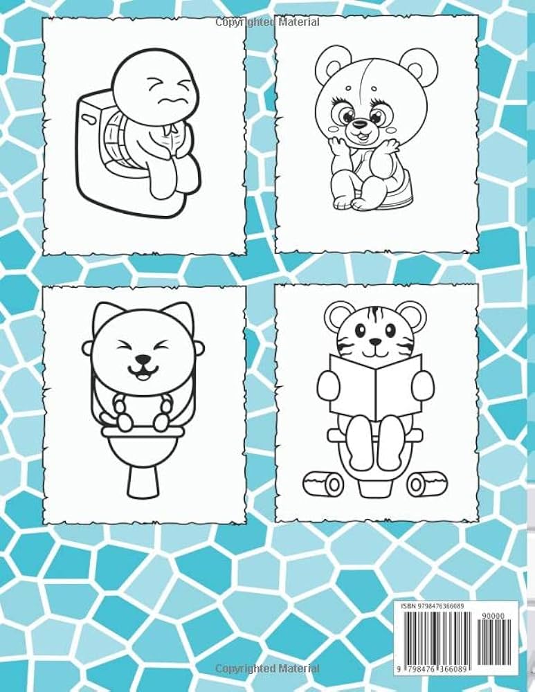 Animals on the potty coloring book for kids ages
