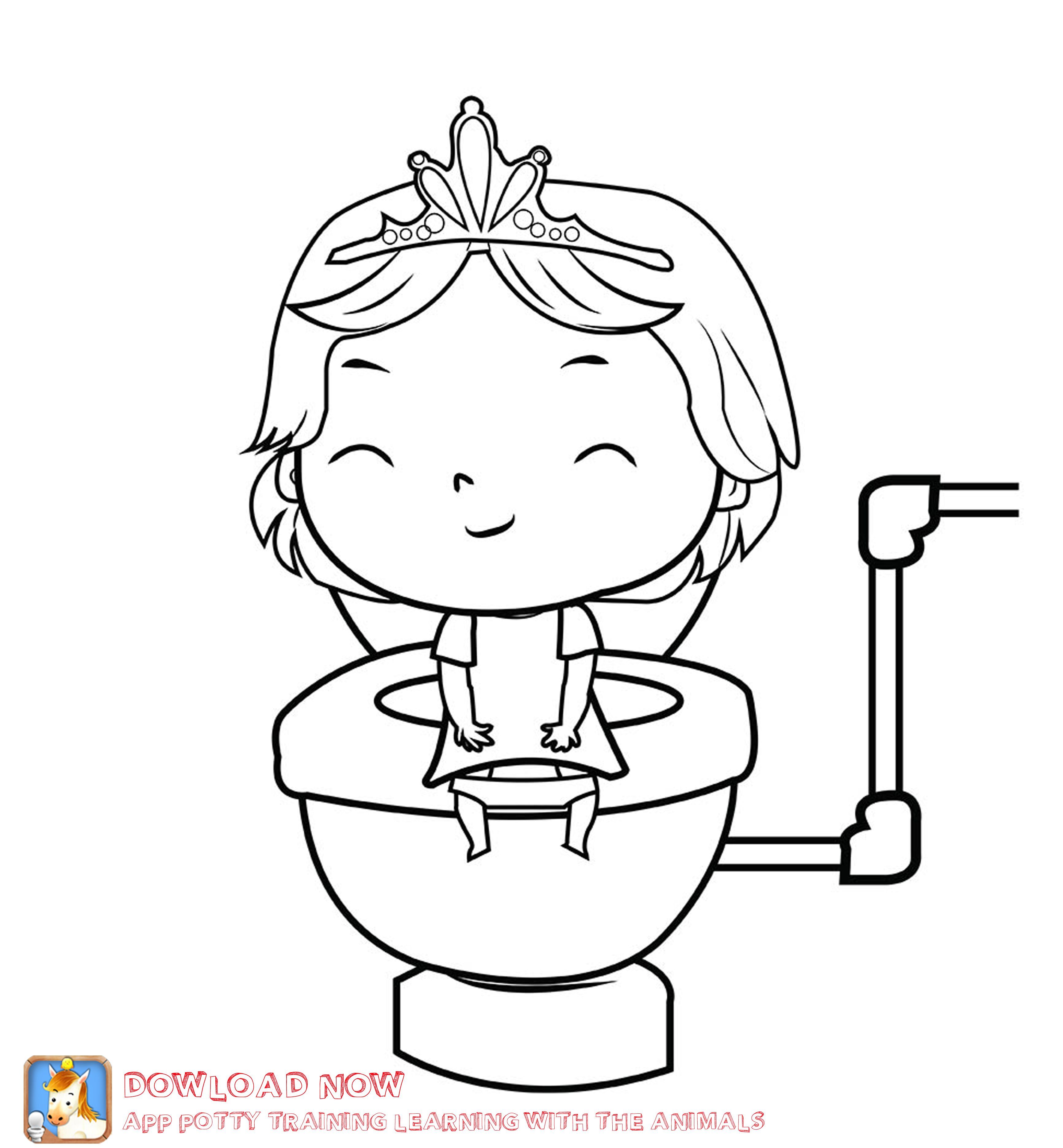 Potty training coloring page girl part of a fun potty training app that teaches kids how to usâ coloring pages cartoon coloring pages printable coloring pages