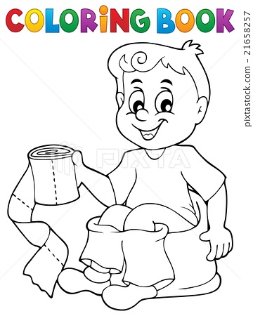 Coloring book boy on potty