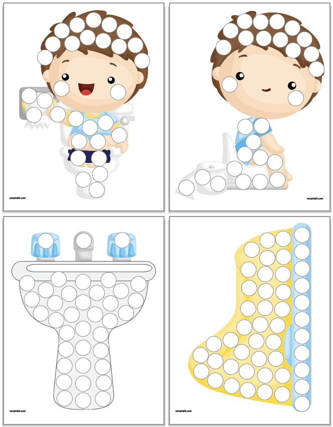 Free printable potty training dot marker coloring pages